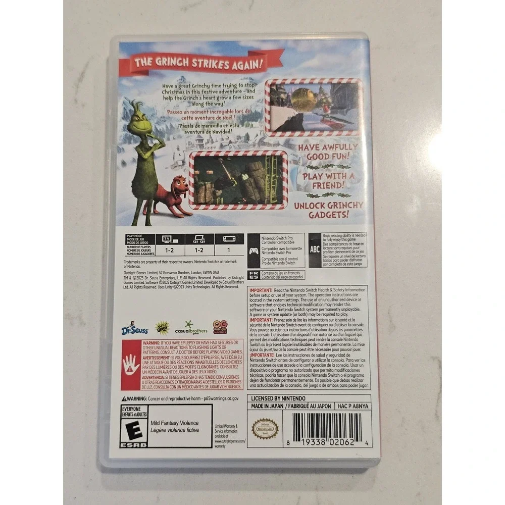 The Grinch Christmas Adventures Videogame - Nintendo Switch / Switch 2 Game